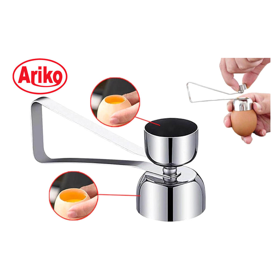 Ariko Eierschaal Kraker - Egg Cracker - Ei Opener - Ei zeef - Eierschaal Snijder - 2 in 1 - RVS