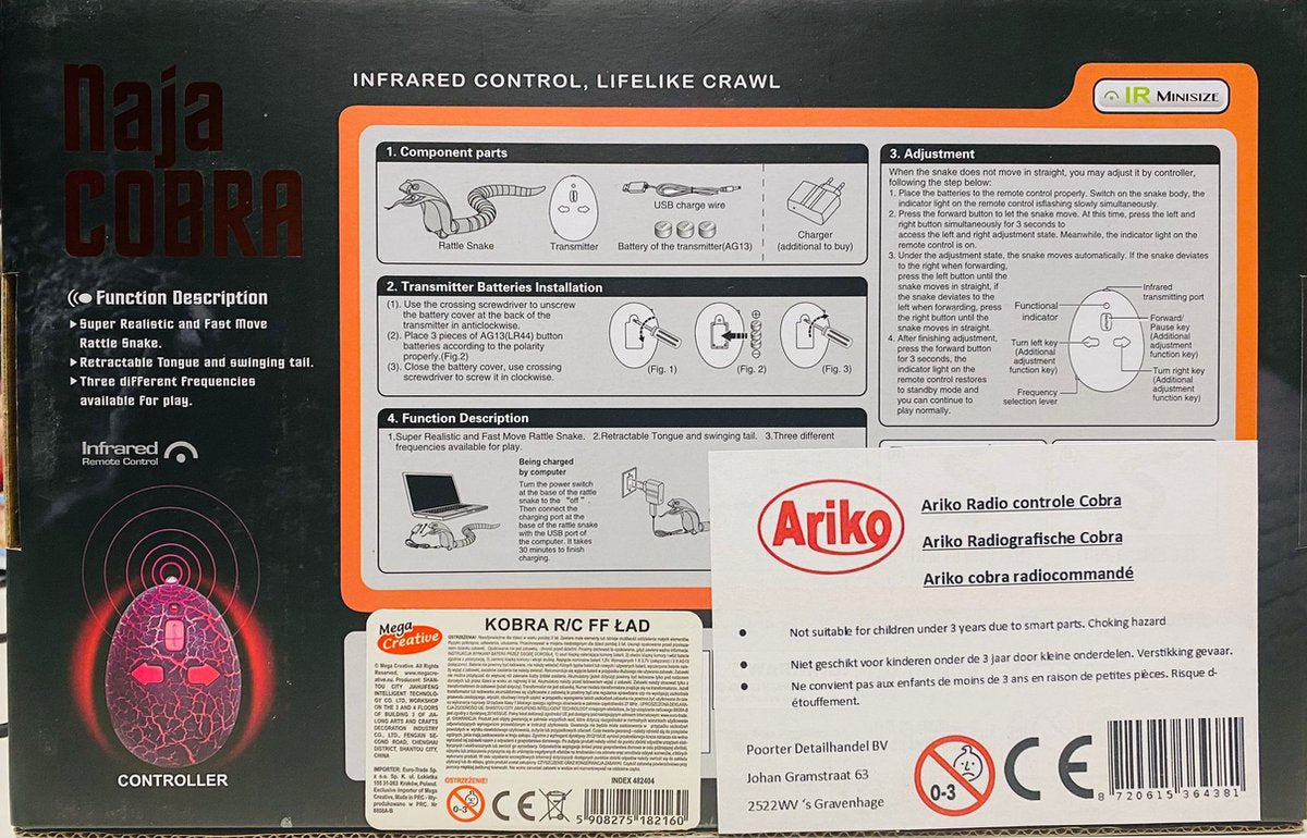 Ariko RC King Cobra - Radiografisch bestuurbare slang - Net echt - Incl Batterijen - USB Oplaadbaar