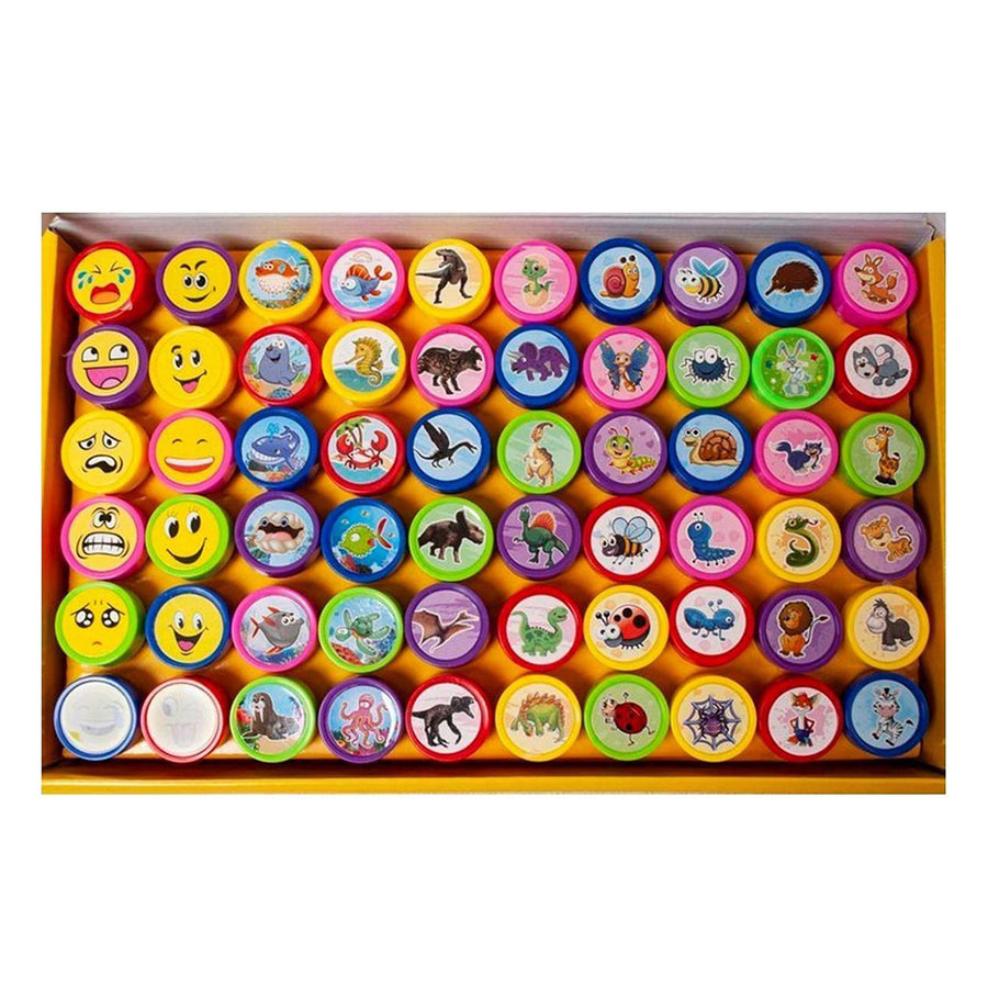Ariko Zelfinktende 60 stuks verschillende stempeltjes - dieren en smiley
