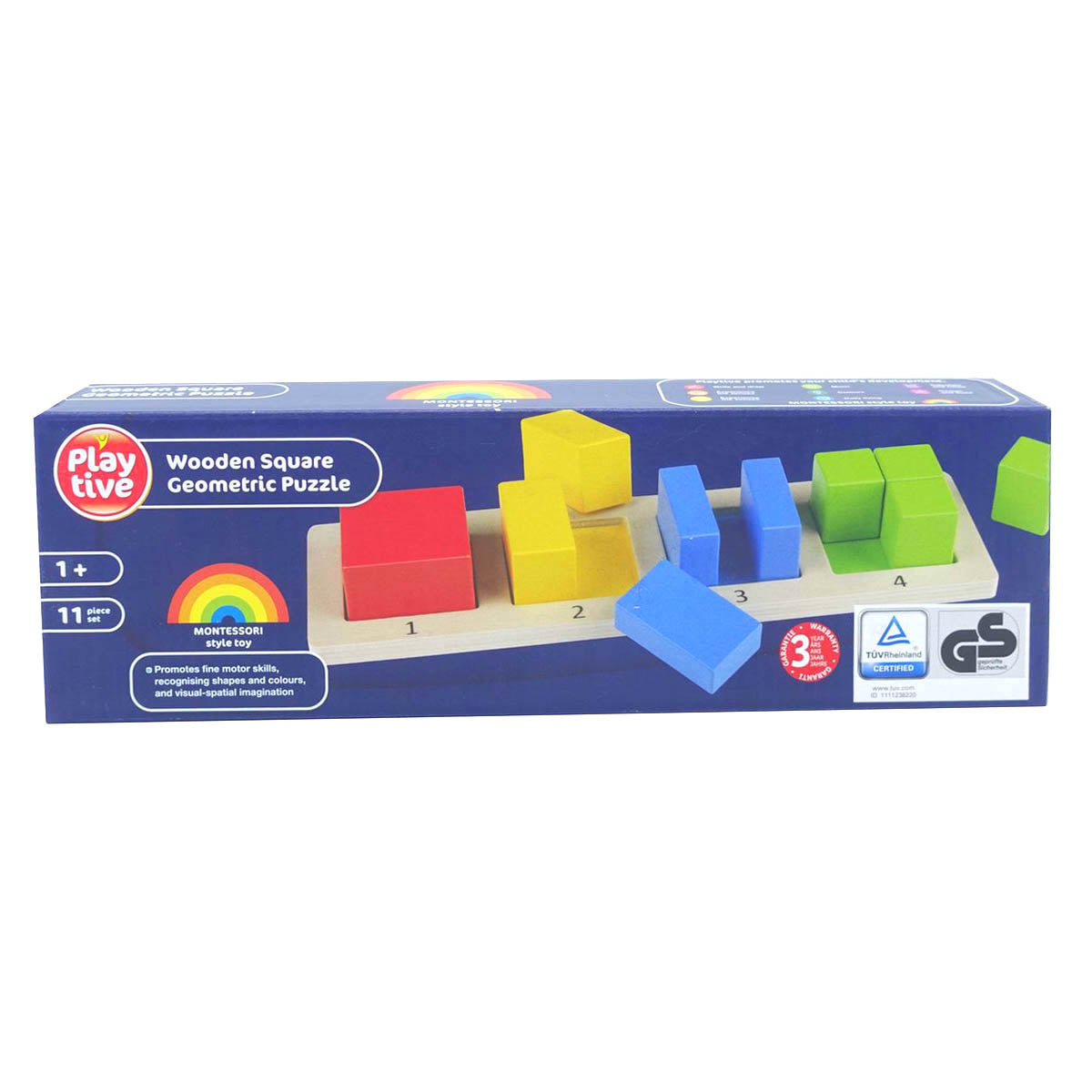 Geometrische Puzzle - Montessori speelgoed - Vierkant vormen - 11 Delig - Ariko