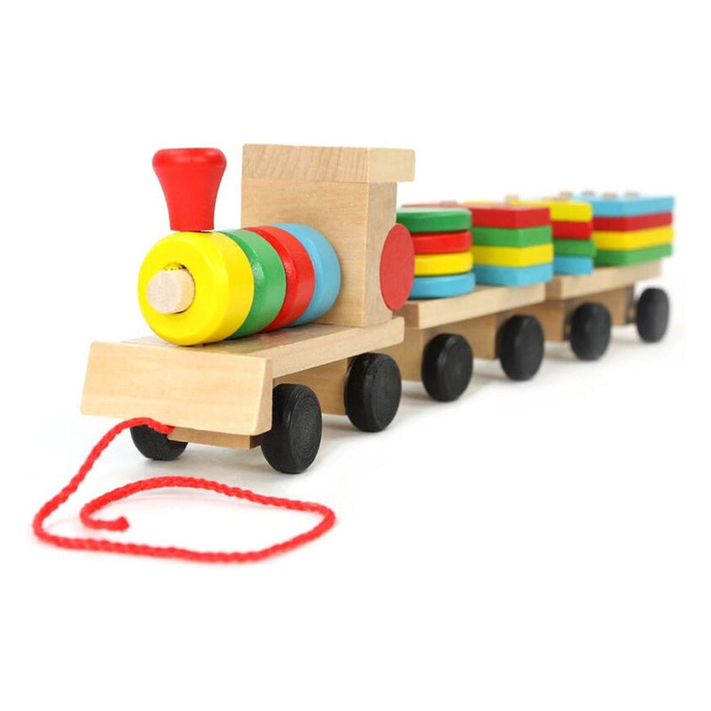 Ariko XL Houten Trein met blokken en vormen - Blokkentrein - Speelgoedtrein - Educatie met vormen en kleuren -