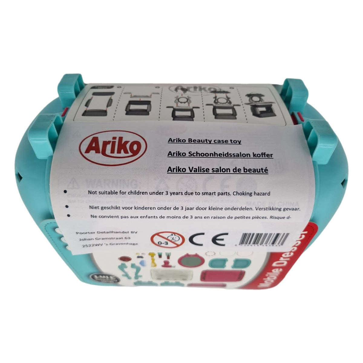 Ariko Speelgoed Koffer Schoonheid salon 31 delig - Fohn, spiegel, make-up, parfum en nog veel meer - handige meeneem koffer