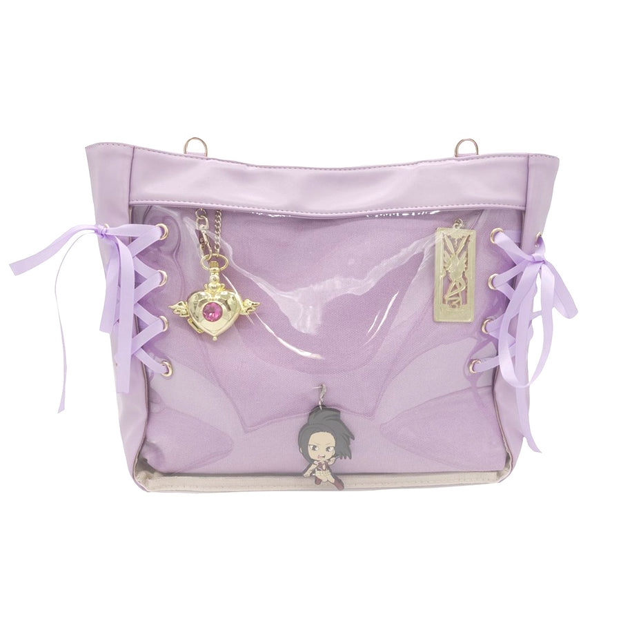 <tc>Ariko</tc> Itabag Handtasche - Künstlerische Tasche Japan - Transparentes Fach für Schlüsselanhänger - Pins - Lila