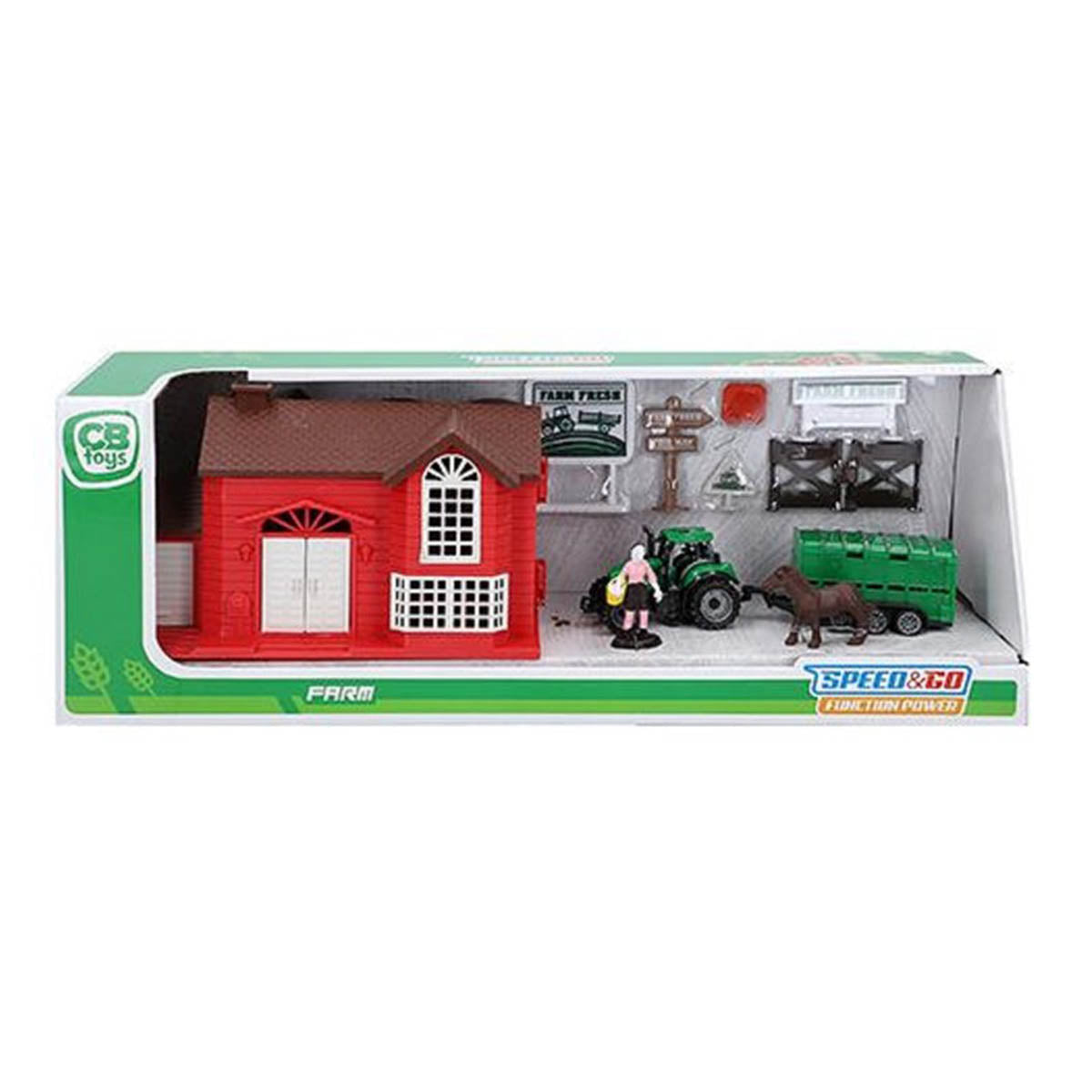 Ariko Bauernhof-Spielset - 11-teilig - mit Bauernhof, Traktor, Anhänger, Bäuerin, Schafen, Tellern und Zäunen