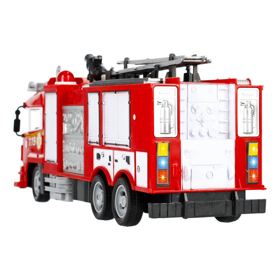 Ariko Voiture de pulvérisation d'eau des pompiers RC - avec télécommande - Le camion de pompiers pulvérise de l'eau réelle et des effets de lumière - Voiture de pulvérisation - Comprend une batterie et 2 piles AA Philips