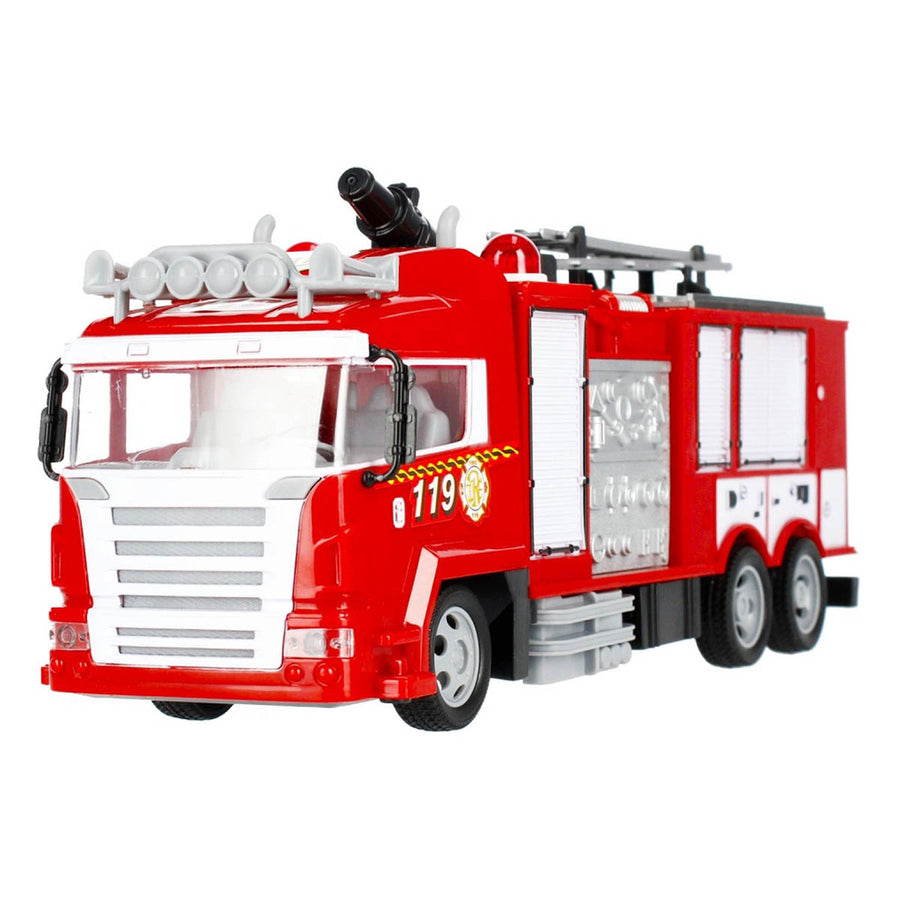 Ariko Voiture de pulvérisation d'eau des pompiers RC - avec télécommande - Le camion de pompiers pulvérise de l'eau réelle et des effets de lumière - Voiture de pulvérisation - Comprend une batterie et 2 piles AA Philips