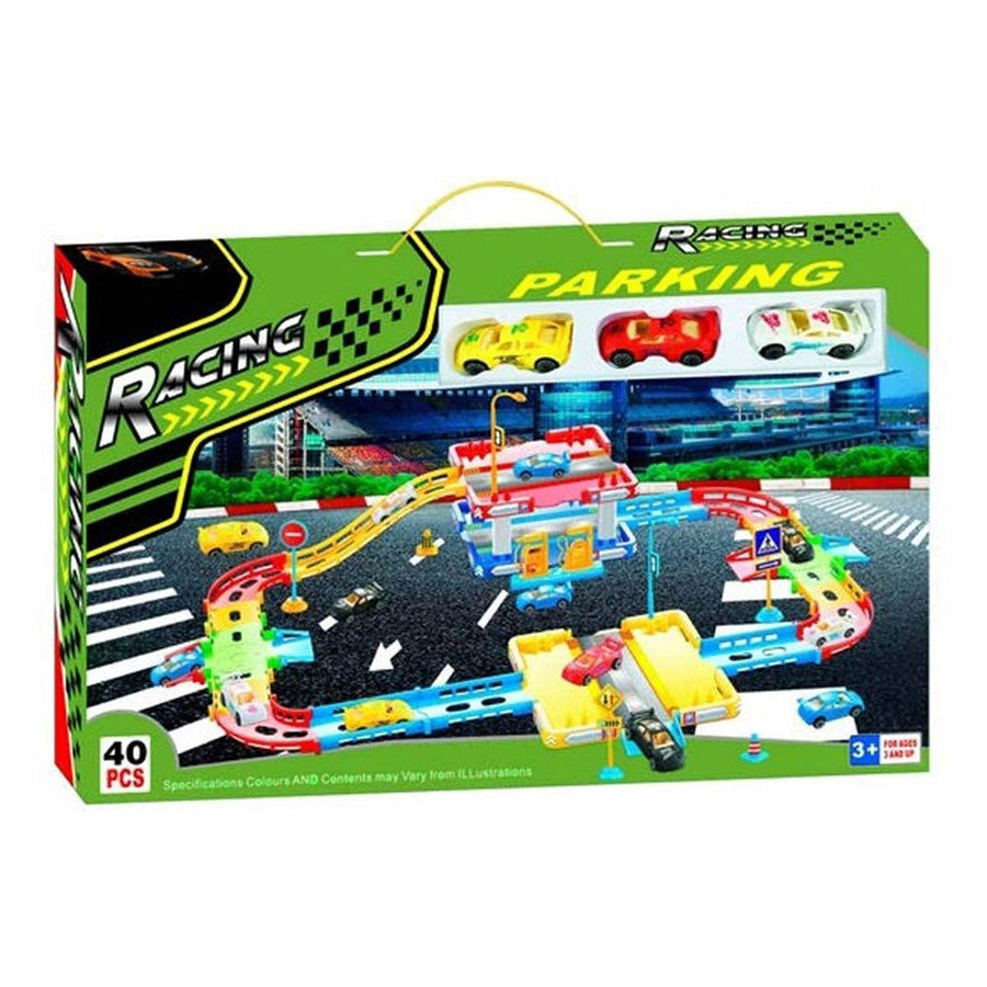 Ariko Parkeergarage - Garage Speelset - 3 auto's - benzinestation - verkeersborden en verlichting - accessoires - 40 delig