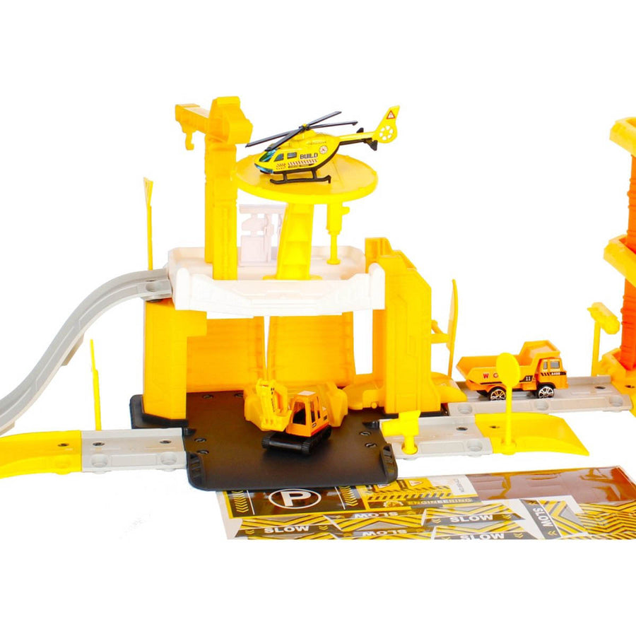 Ariko Parkeergarage Contructiewagen - Bouwplaats - Met graafmachine, bakwagen, helikopter, kraan en tankstation - 1:64 -