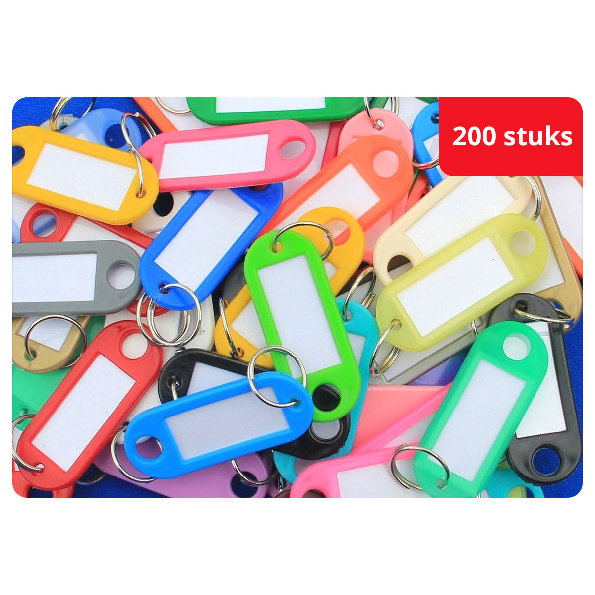 Etiquettes porte-clés couleurs assorties - 200 pcs