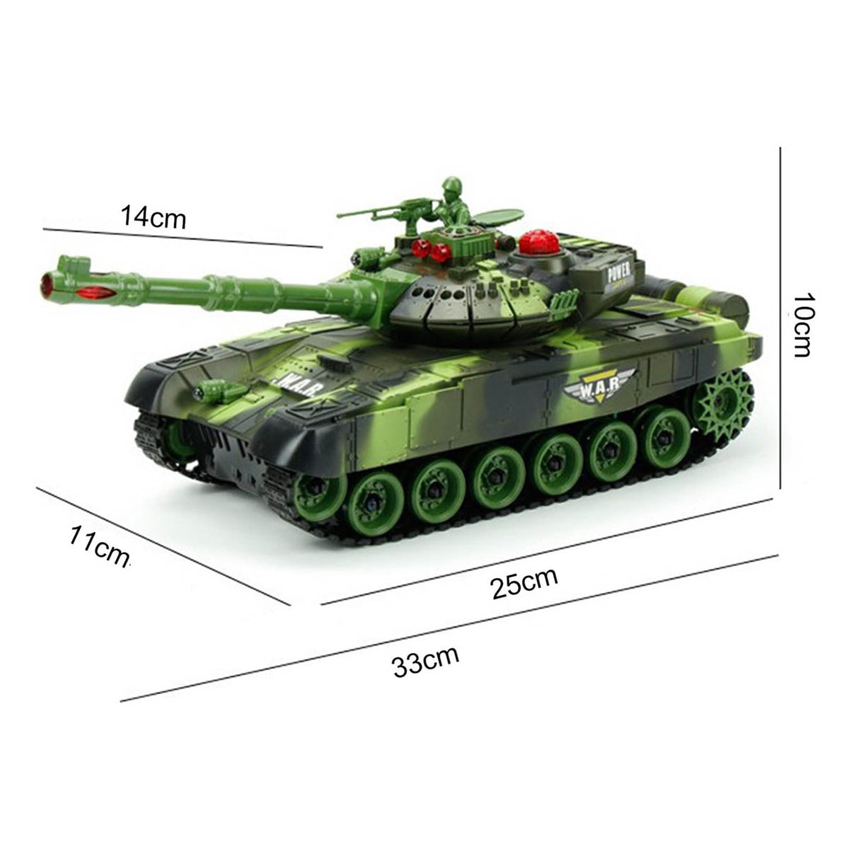 Ariko XXL RC Speelgoed Tank - Groen - Op Afstand bestuurbare Radiografische Tank Met Afstandsbediening - Met Geluid & Licht Effecten - Met Interne Accu - 2.4Gz - Schaal 1:14