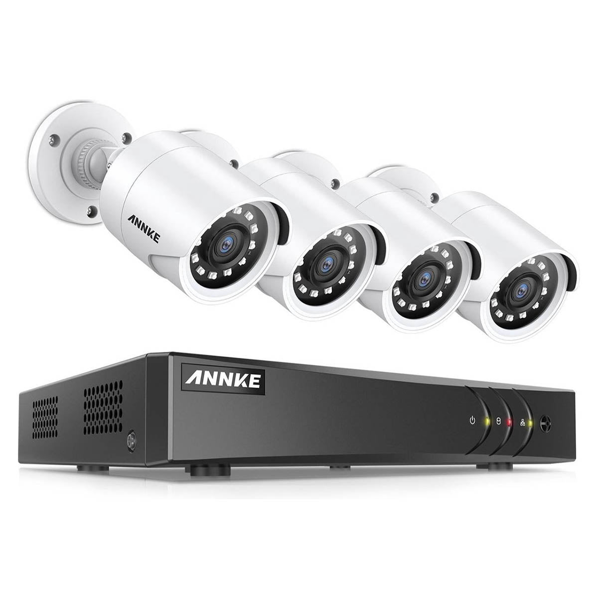 FullHD 1080P Beveiligingscamera set met 4x 2MP Bullet Camera's Wit Indoor/Outdoor - Ariko