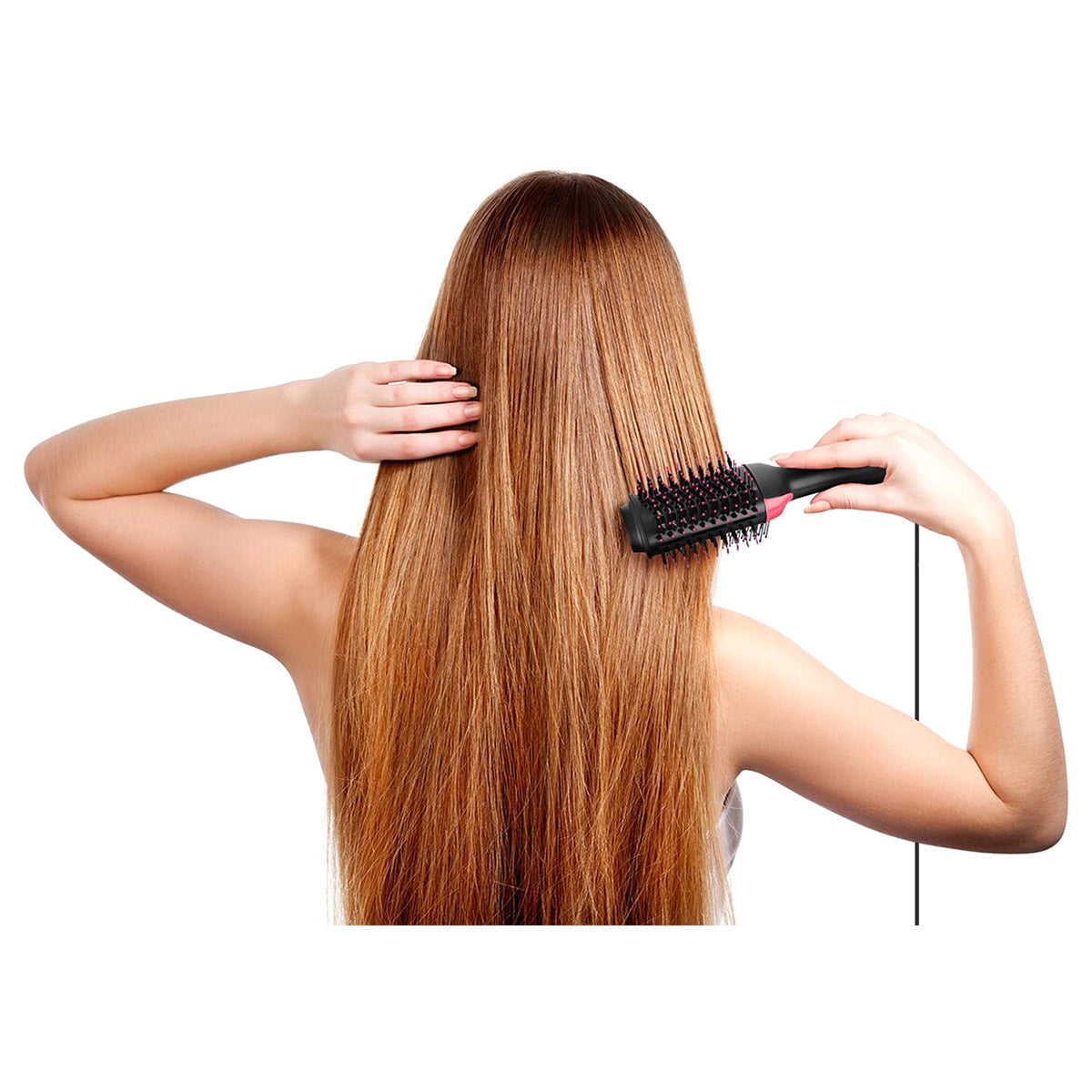 Borstel - Föhn - Föhnborstel - Krulborstel - Haarborstel - Haardroger - Stijlborstel - Magic Brush - Hetelucht Borstel - Haar Styling - Zwart/Roze - Ariko