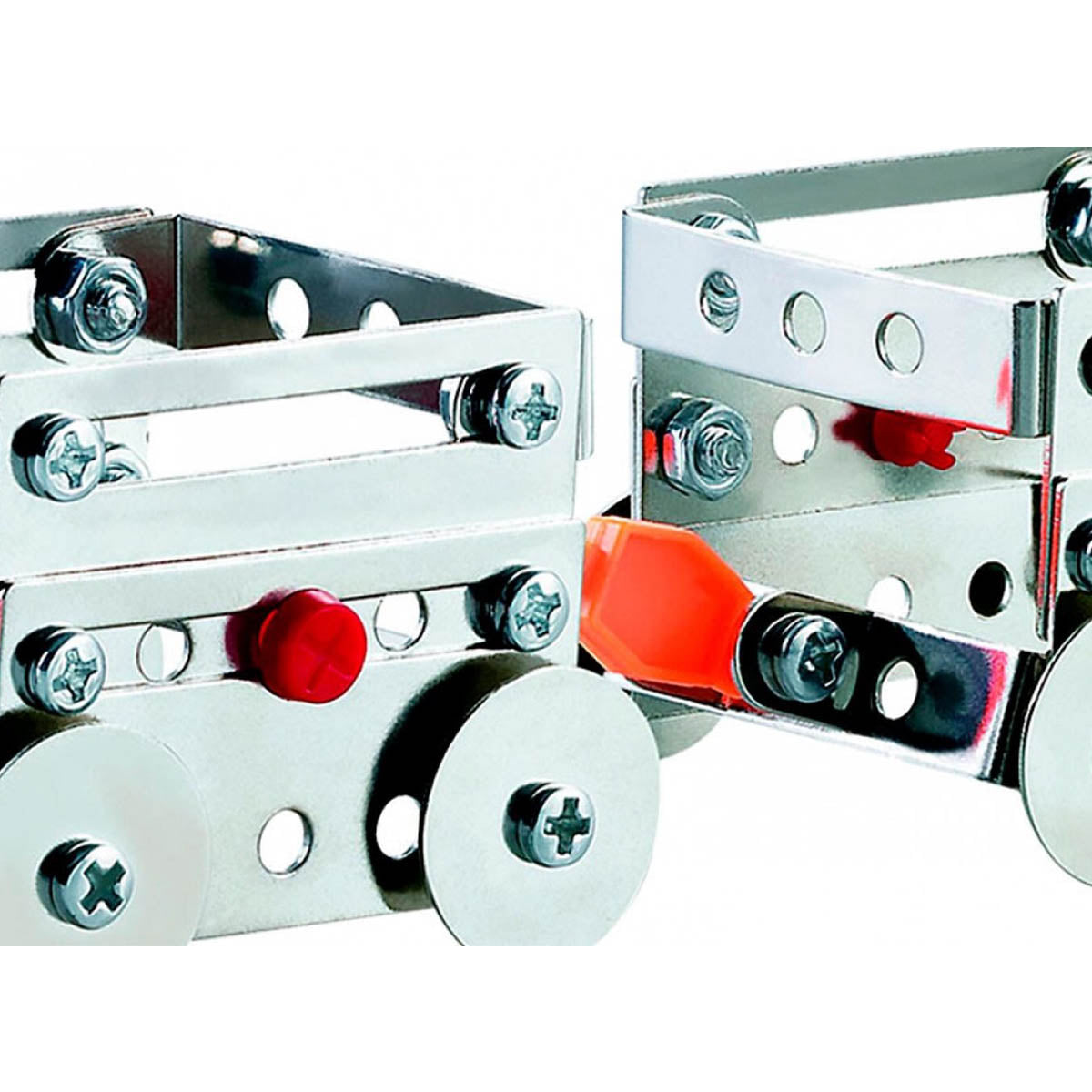 Ariko Bauset - Metal Train with Wagons - Bauspiel - Bauset Zug mit Wagon Stahl Silber 239-teilig - Inklusive Werkzeug - S.T.E.M. Spielzeug - Sprachspielzeug