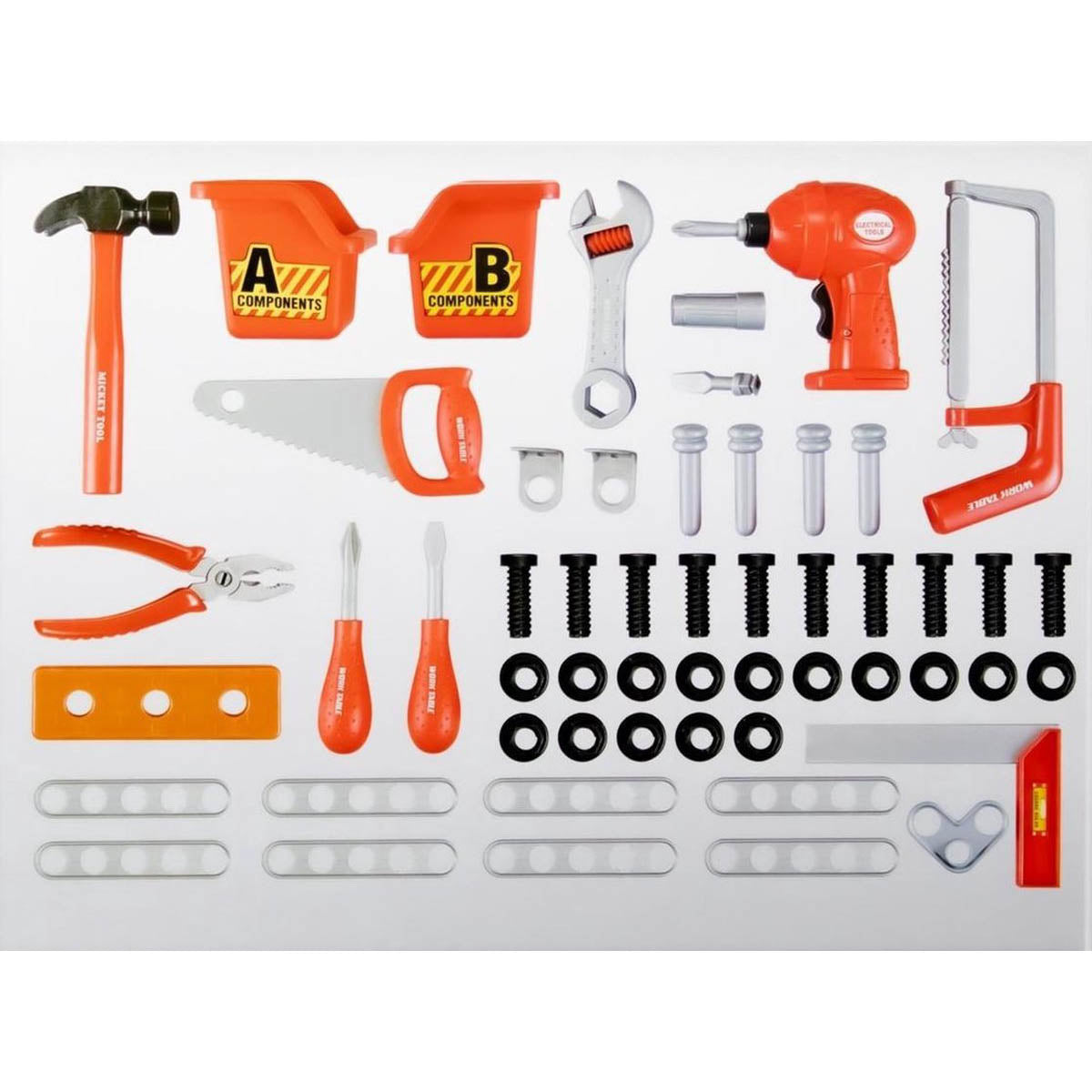 <tc>Ariko</tc>  Établi SFL XXL avec outils | 55 pièces | Outils jouets | Ensemble d'outils | Perceuse électrique | Y compris les piles Philips