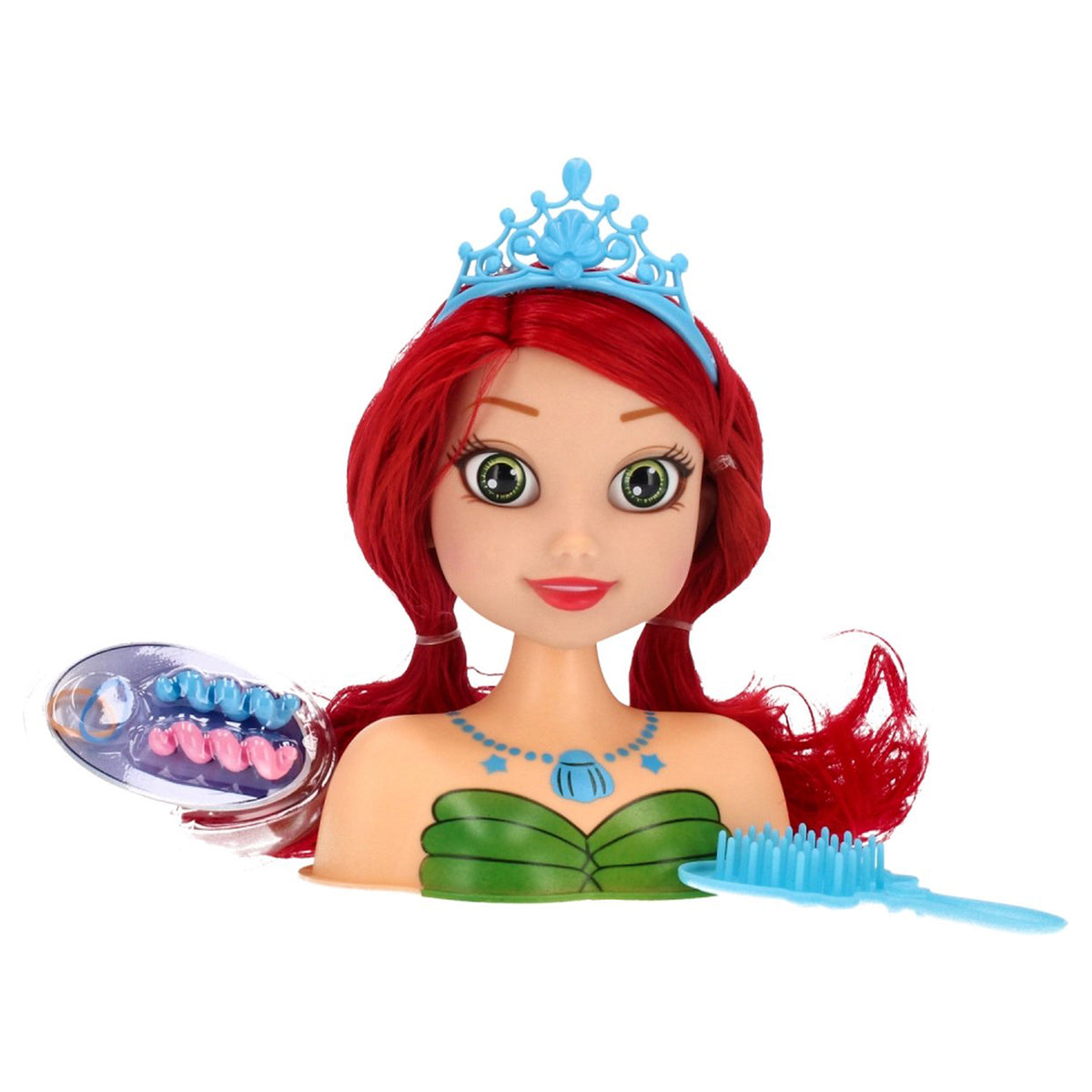 <tc>Ariko</tc> Tête de coiffure - Tête à coiffer - Cheveux roux - 11 parties - avec couronne et miroir