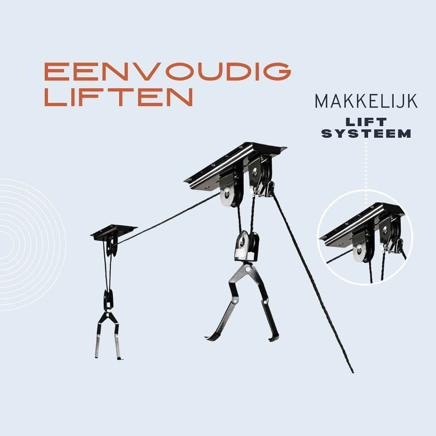 Hoppline - Fietslift - Fietstakel - ophangsysteem - ophangbeugel - haken - Ariko