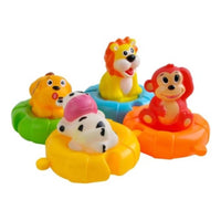 Thumbnail for Ariko Jouets de bain, animaux en liberté dans une bouée de sauvetage - Canard en caoutchouc - lion - vache - singe - chien