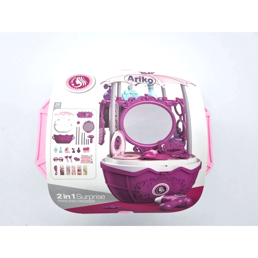 Ariko Speelgoed Koffer Schoonheid salon 30 delig - Fohn, spiegel, make-up, parfum en nog veel meer - handige meeneem koffer