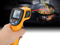 Thumbnail for Ariko Infrarood Laser Thermometer - Oppervlakte thermometer - Contactloos - Laser pointer - Blacklight LCD Scherm - Incl Batterijen - Oranje - tot 550º
