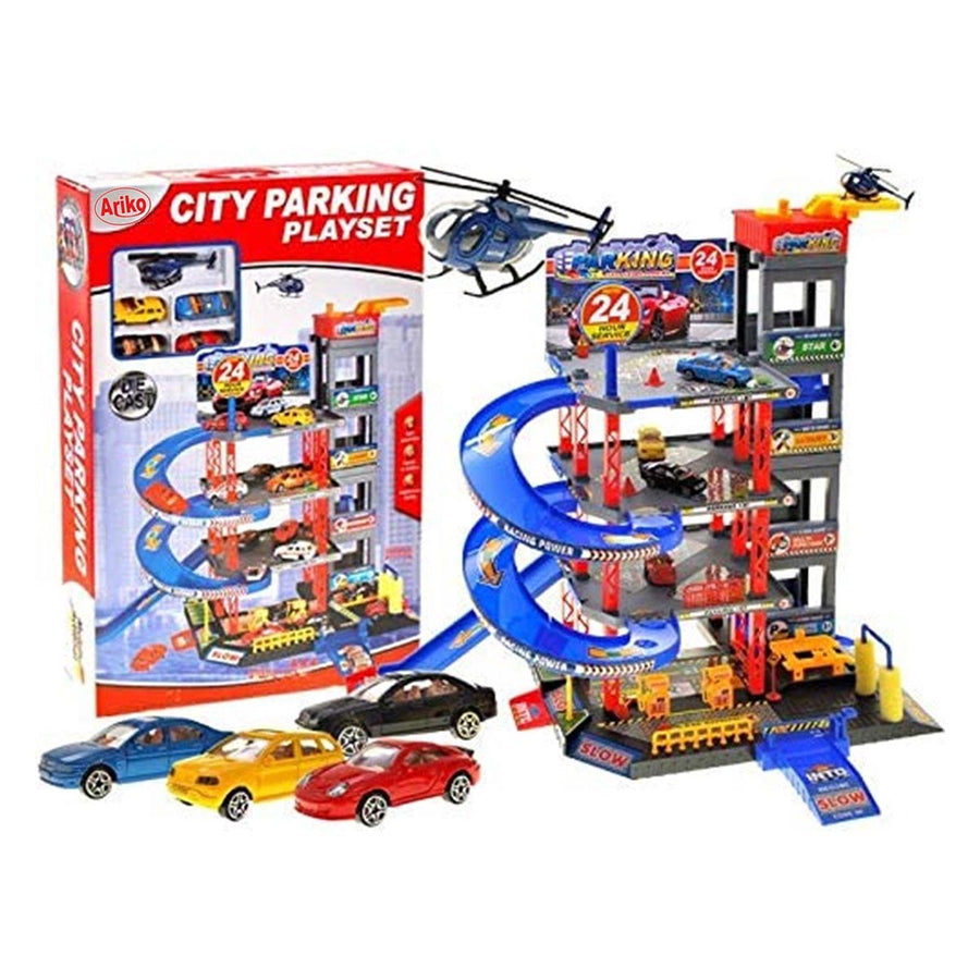 Ariko XXL Parkeergarage - Garage speelset - 4 auto's - helicopter - lift - wasstraat - helicopter platform - accessoires