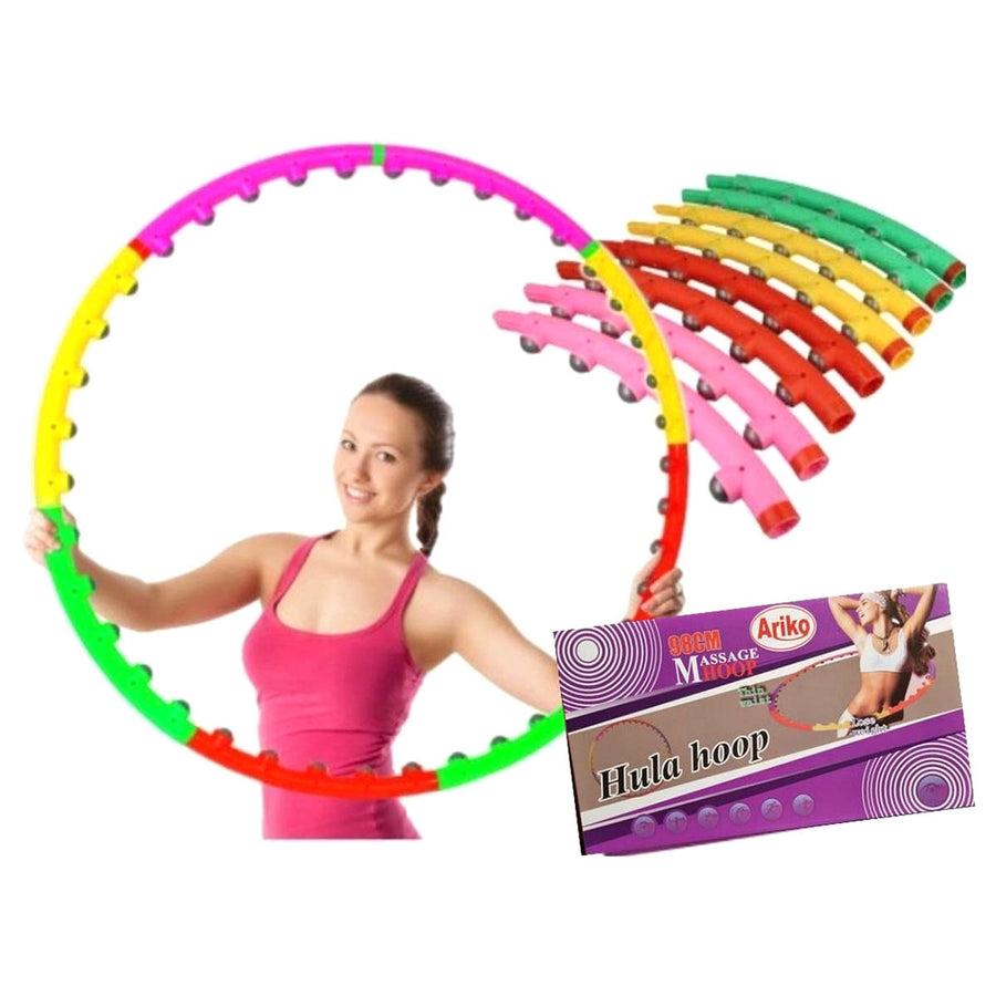 Ariko Fitness Massage Hoepel Ø 98cm | 1 kg | Met 40 Magnetische balletjes | Hoelahoep | Sport Hula Hoop | Verzwaarde hoepel | Sport hoepel | Vetverbranding | Fitness | Regenboog
