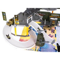 Thumbnail for Ariko Luxe Special forces vliegveld | Militaire vliegbasis | Luchthaven Speelgoed set | met speelgoedkleed | Parking | Garage | Tankstation | 3 vliegtuigen | 1 helikopter | 1 legertank | 3 voertuigen