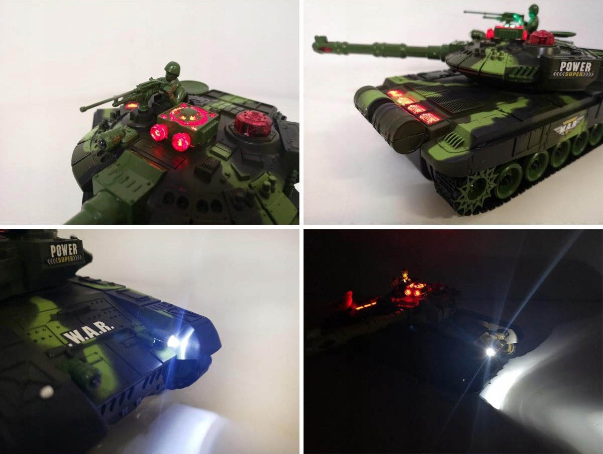 RC Tank - Set Of 2 Pieces - Remote Controlled Radio Tank With Remote Control - With Sound & Light Effects - With Internal Battery - 2.4Gz - Scale 1:14