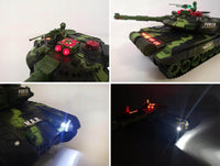 Thumbnail for RC Tank - Set Of 2 Pieces - Remote Controlled Radio Tank With Remote Control - With Sound & Light Effects - With Internal Battery - 2.4Gz - Scale 1:14