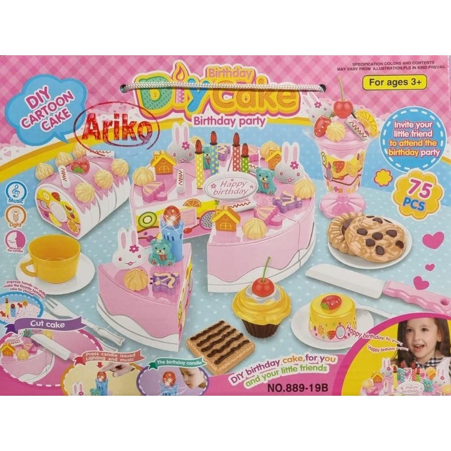 Ariko Zingende Speelgoedtaart met accessoires | Verjaardagstaart | 75 delig | Roze | Speelset | Inclusief batterijen