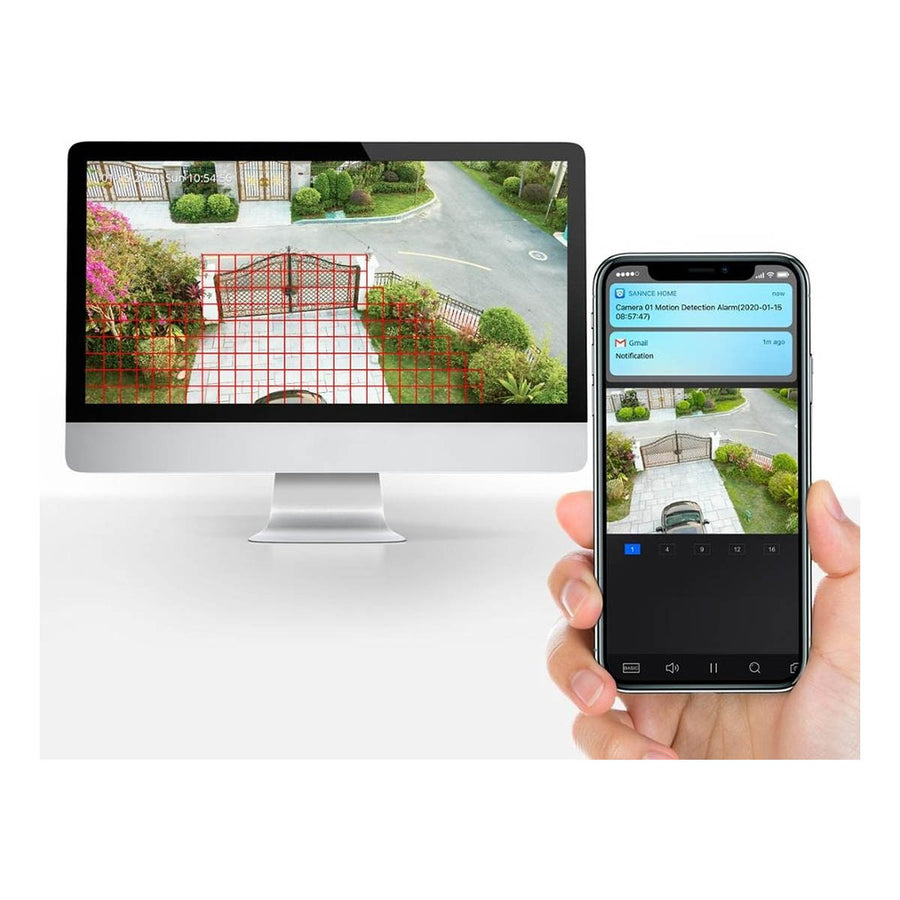 Ariko Sannce Camera CCTV systeem, 4x Zwarte hoge kwaliteit 3MP beveiliging camera's, Nachtzicht 25 mtr, Online opgenomen en live beelden bekijken, inclusief 1TB harde schijf - Nederlandstalige helpdesk