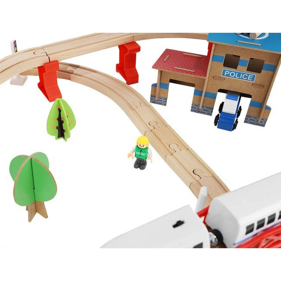 Houten Speelgoed Treinset 89 delig met Elektrische Trein - Treinspeelgoed - Ariko