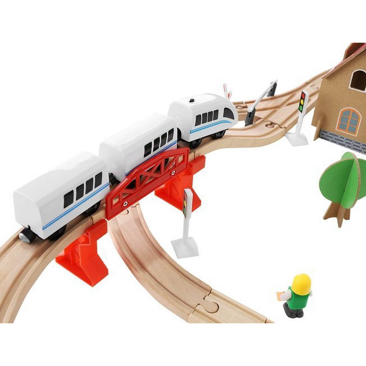 Houten Speelgoed Treinset 89 delig met Elektrische Trein - Treinspeelgoed - Ariko