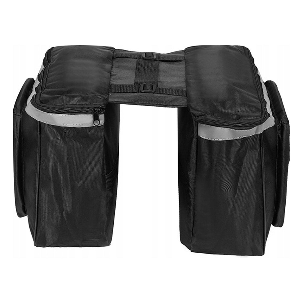 Luxus-Doppelgepäckträgertasche – Fahrradtasche – Große doppelte abnehmbare Gepäckträgertasche – Trunkbag – wasserdicht – Bikepacking-Taschenhalter – Trunkbag mit 4 Fächern – 28 Liter Stauraum – Schwarz