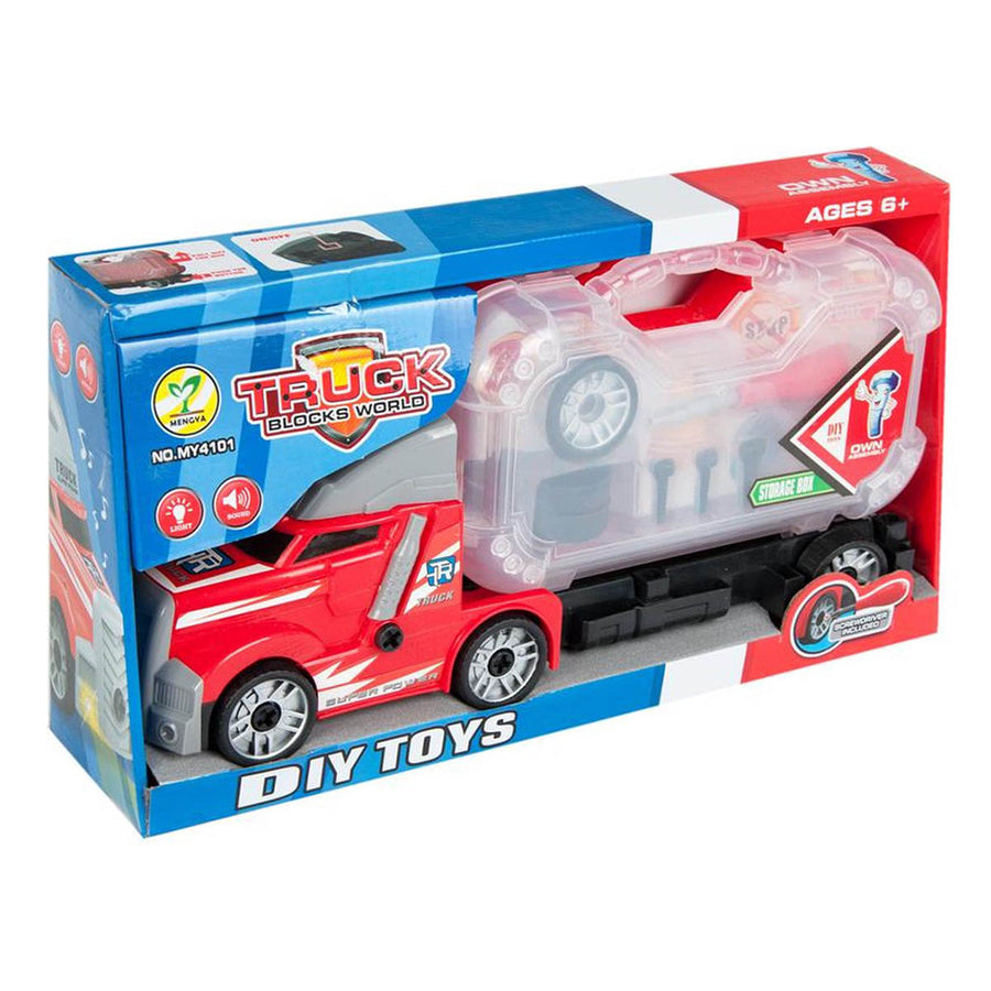 <tc>Ariko</tc> Truck with tool box - with light and sound - tinker with your truck yourself - with traffic signs, cones, spare wheel and tools - including batteries
