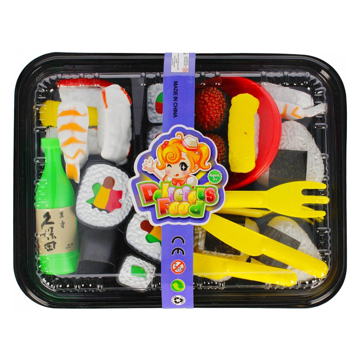Ariko Speelgoed Sushi set - met Bestek, Dienblad en Sojabakje