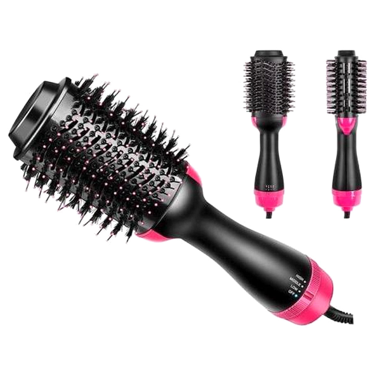 Borstel - Föhn - Föhnborstel - Krulborstel - Haarborstel - Haardroger - Stijlborstel - Magic Brush - Hetelucht Borstel - Haar Styling - Zwart/Roze - Ariko