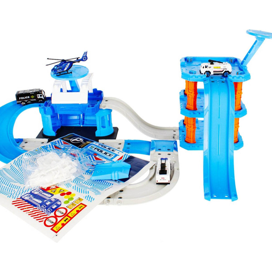 Ariko Parkeergarage Politie - Met Helikopter, Waterspuitauto en andere diverse stoere auto's - 1:64