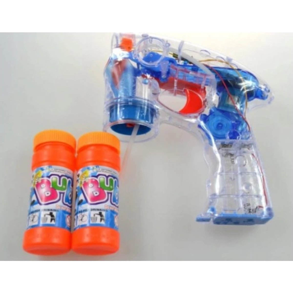 Ariko Bubble Blower mit 2 Flaschen Bubble Blower | 19cm | Seifenblasenpistole |Mit LED-Beleuchtung | Seifenblasenmaschine | Blasen | Seifenblasenmaschine | Seifenblasenpistole | Bubblegun- Seifenblasenmacher | superleise | Enthält 3 x Philips AA-Batterien