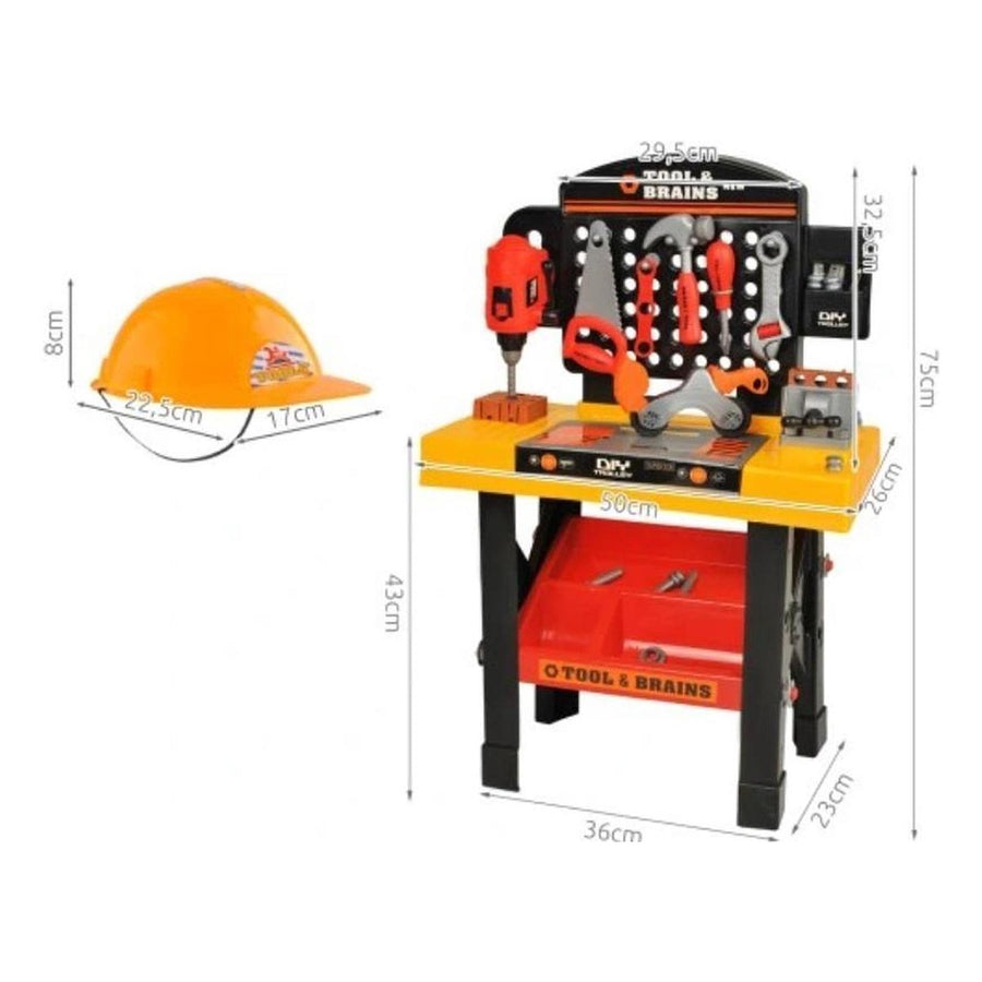 Ariko Uitgebreide speelgoed werkbank inclusief gereedschap | 65 delig | Werkende boormachine en bankschroef | Schaaf | Schroevendraaier