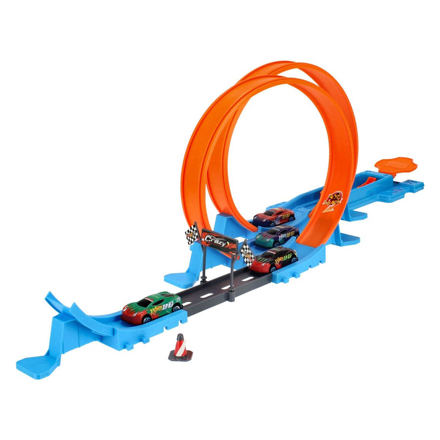 Ariko Dubbele Track Racebaan - 40 delig - Twee louping - Twee lounchers in 4 versnellingen - 3 in 1 - 4 auto's - met puntensysteem