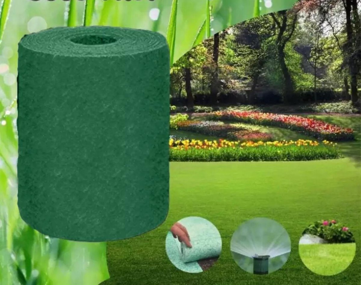 Ariko Graszaad Rol - 10m x 0.20m - Gras Herstel - Gras Aanleg - Gras Reparatie - Zeer gemakkelijk in gebruik - Biologisch gras - Grasrol