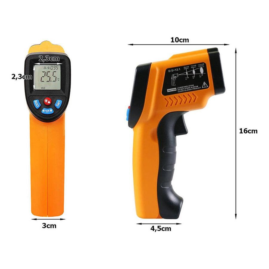 Ariko Infrarood Laser Thermometer - Oppervlakte thermometer - Contactloos - Laser pointer - Blacklight LCD Scherm - Incl Batterijen - Oranje - tot 550º