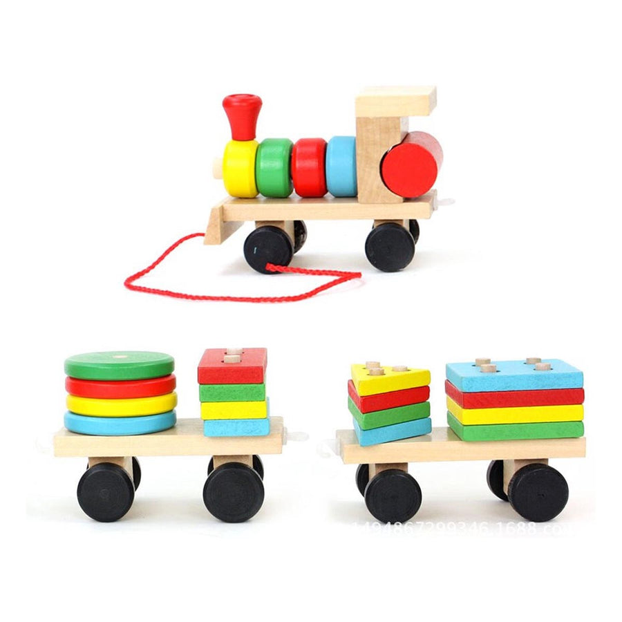 Ariko XL Houten Trein met blokken en vormen - Blokkentrein - Speelgoedtrein - Educatie met vormen en kleuren -