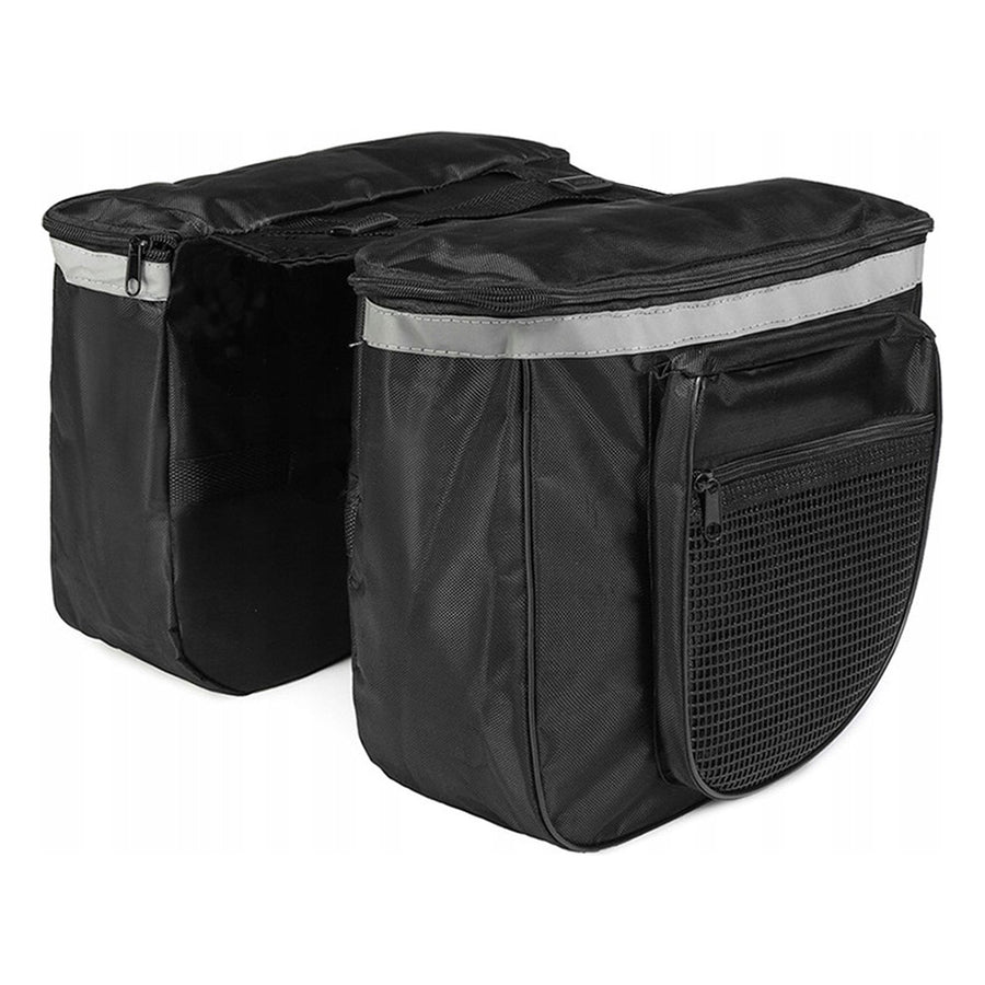 Luxury Double Luggage Carrier Bag - Bicycle Bag - Large Double Detachable Luggage Carrier Pannier - Trunkbag - Waterproof - Bikepacking Bag Holder - Trunkbag With 4 Compartments - 28 Liter Storage Space - Black