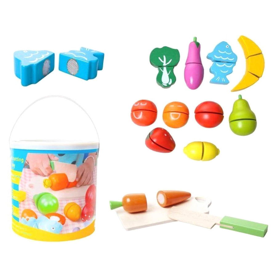 Houten ton met groente en fruit om te snijden (hout) - Ariko