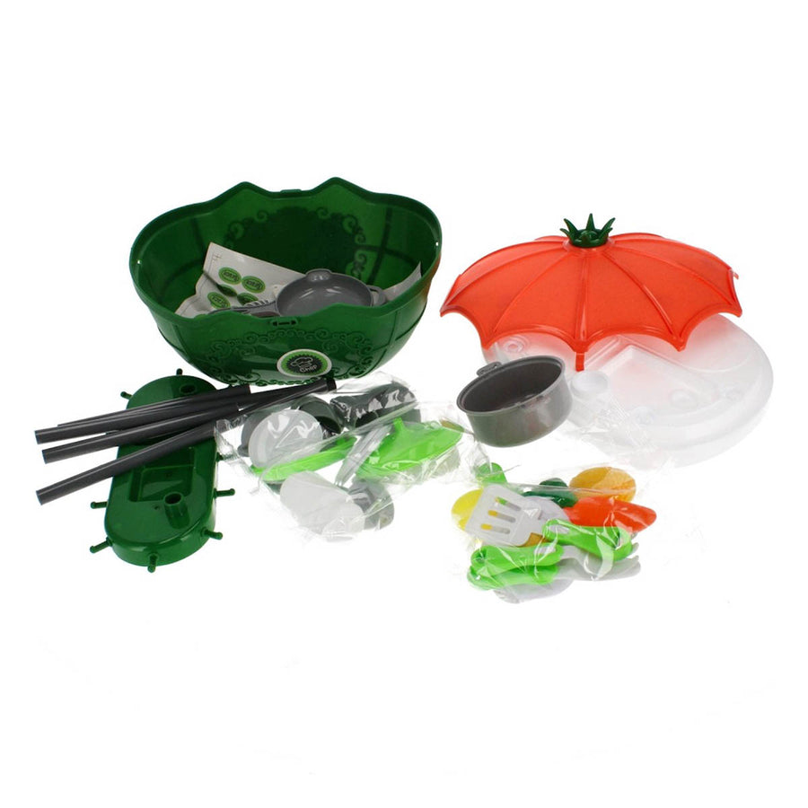 Ariko Speelgoed trolley Keuken 47 delig - Kookpannen, kruiden, servies, wasbak en nog veel meer - handige meeneem koffer met wieltjes