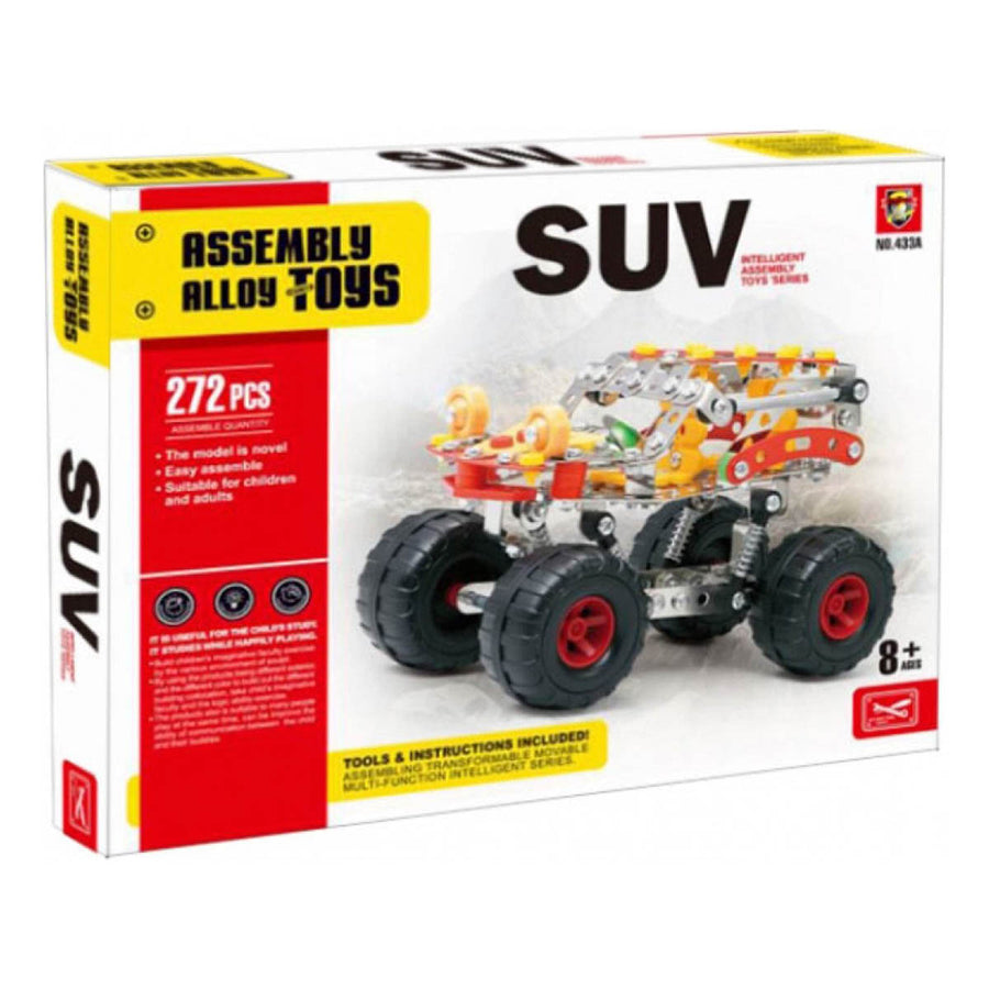 Ariko Metalen model bouwpakket SUV auto - Jeep - Mecano - 272 delig - incusief gereedschap - constructieset SUV staal zilver