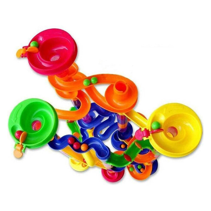 Ariko XXL-Kugelbahn | 105 Stück | inkl. 30 Murmeln | 12 verschiedene Elemente | Rätsel | Achterbahn | Rennbahn aus Marmor | Spiral