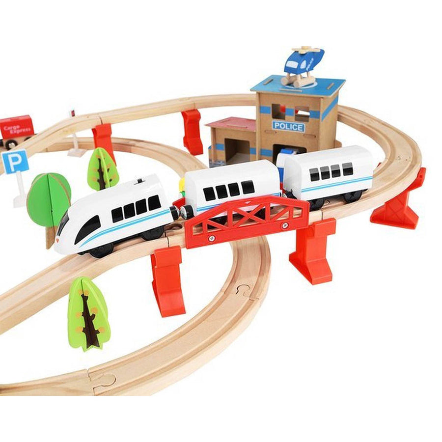 Houten Speelgoed Treinset 89 delig met Elektrische Trein - Treinspeelgoed - Ariko