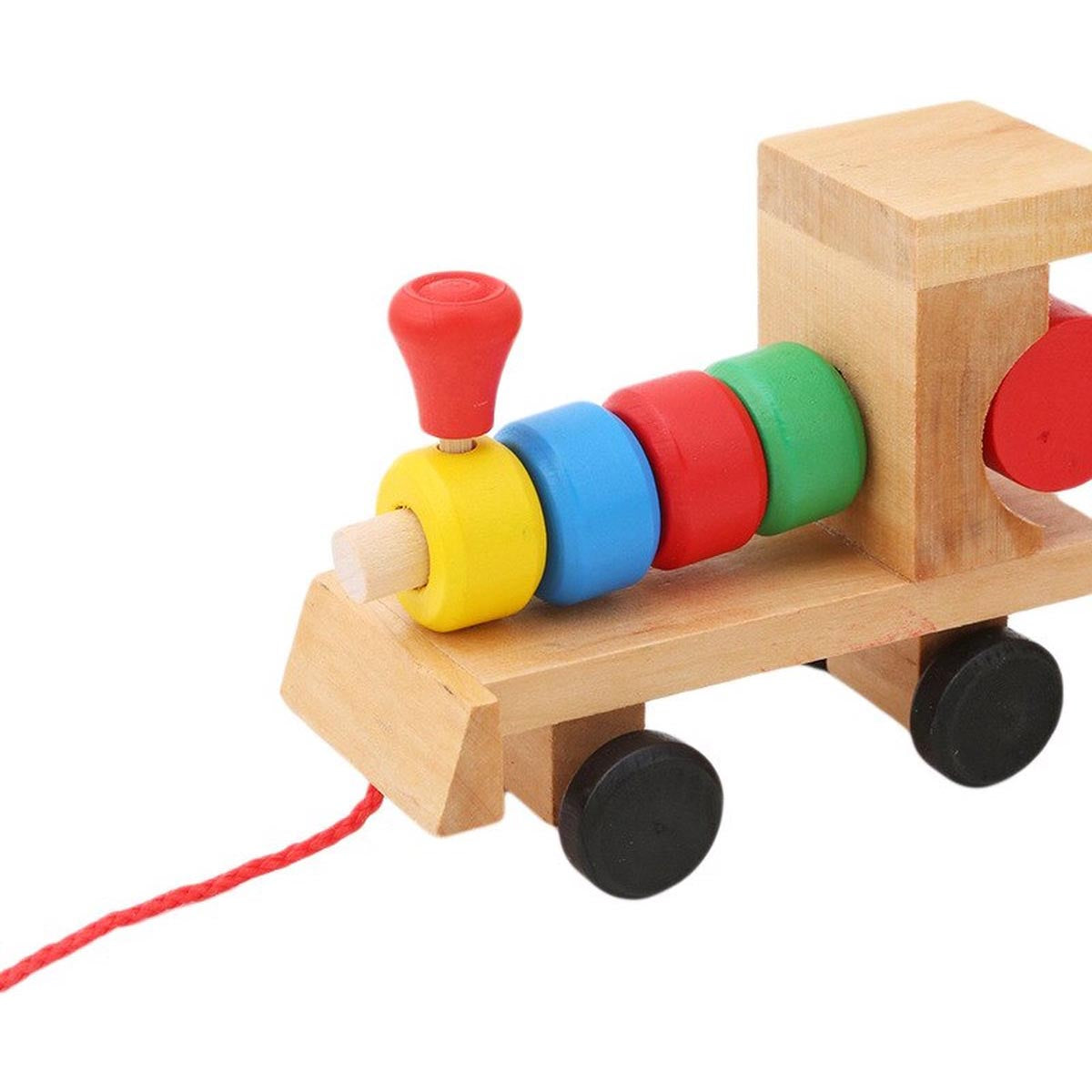 Ariko XL Houten Trein met blokken en vormen - Blokkentrein - Speelgoedtrein - Educatie met vormen en kleuren -